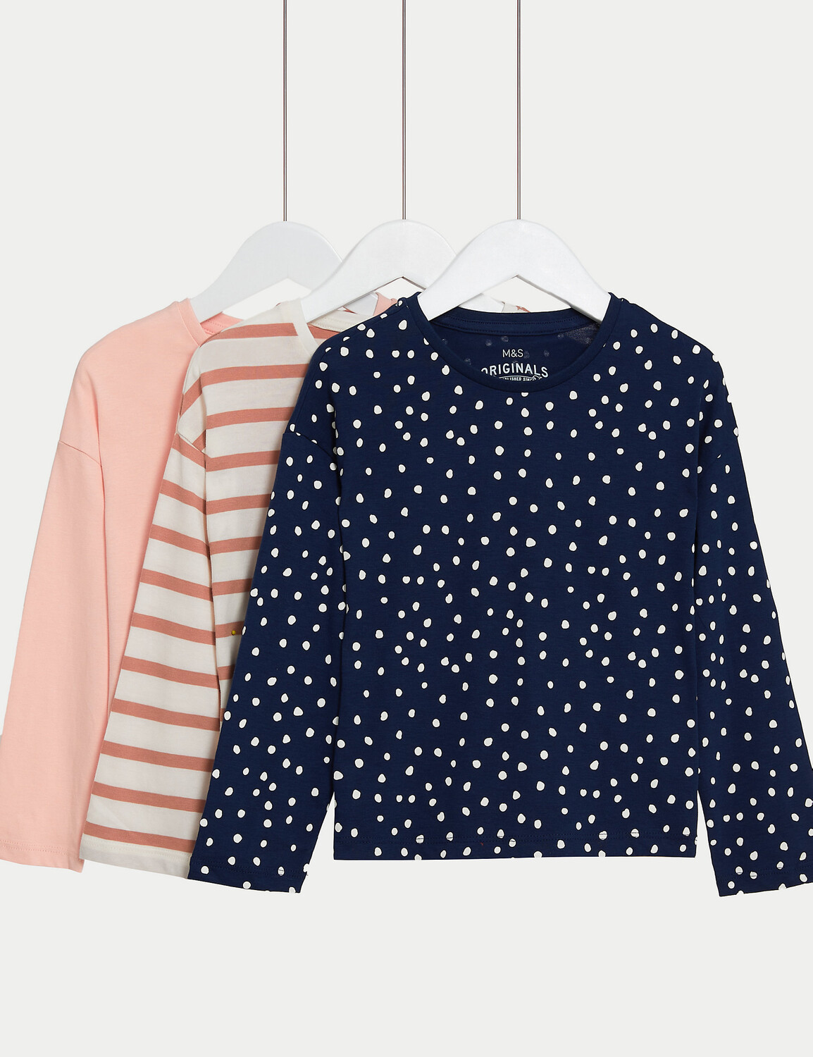 

3 комплекта топов с рисунком из чистого хлопка (2–8 лет) Marks & Spencer, мульти
