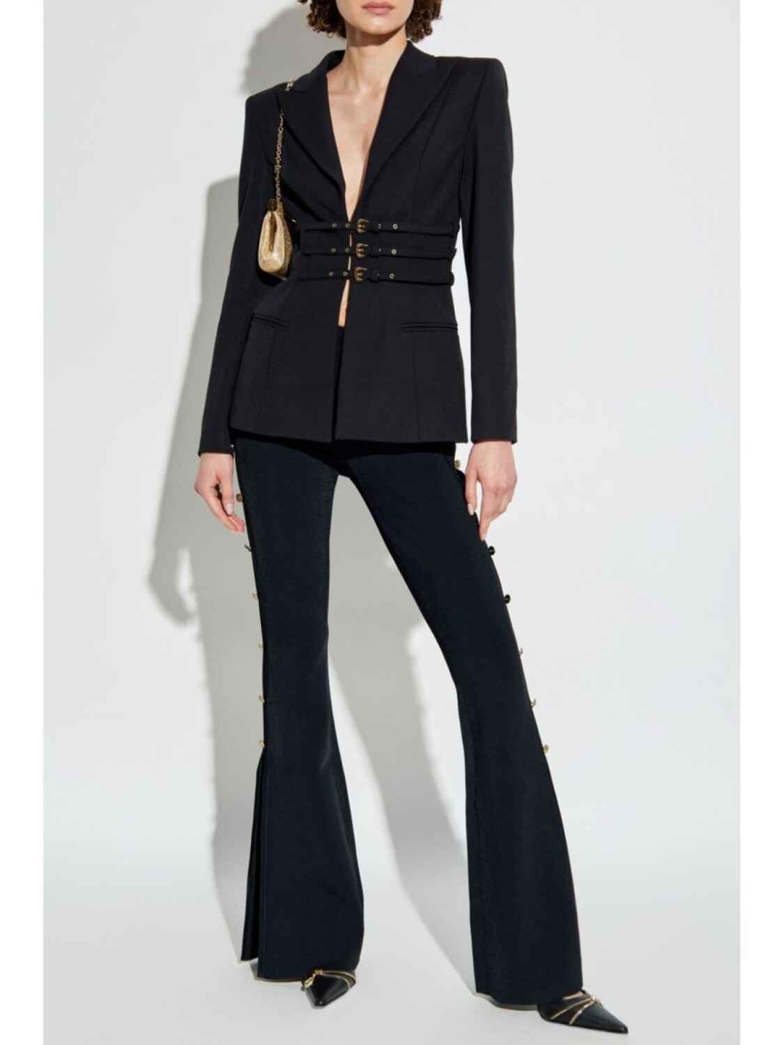 

Versace Jeans Couture блейзер с пряжками, черный