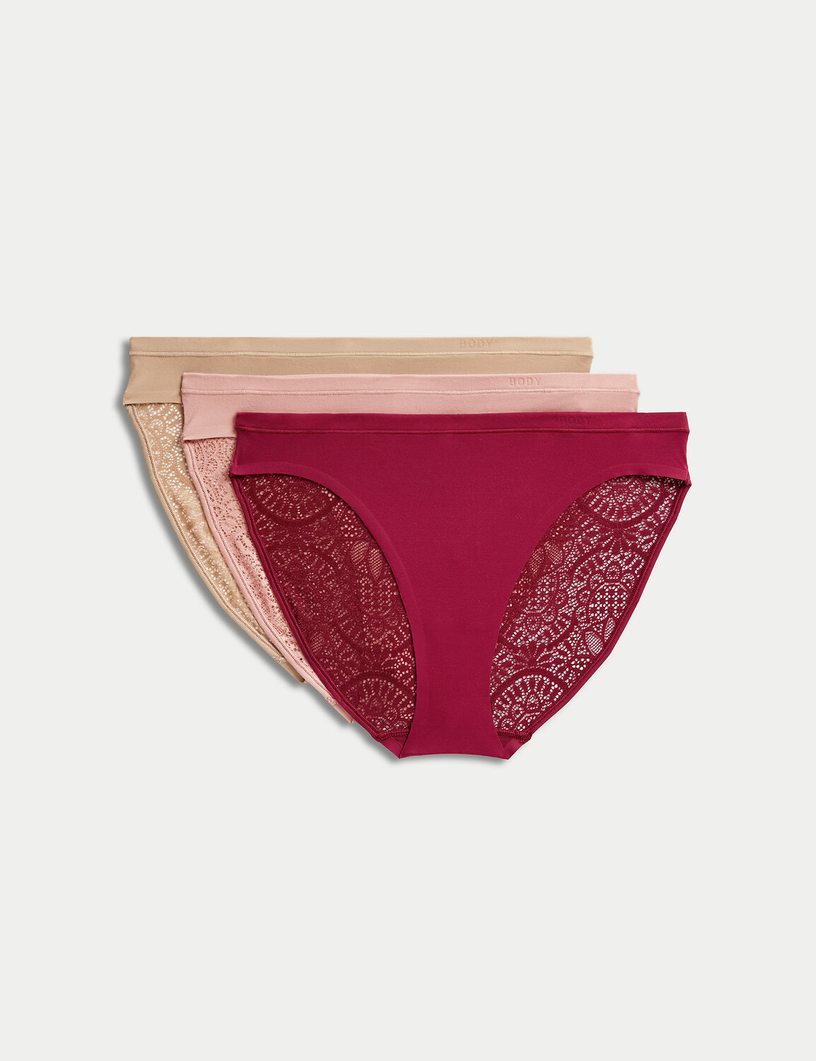 

3 шт. Высокие трусики Body Soft Body, темно-малиновый