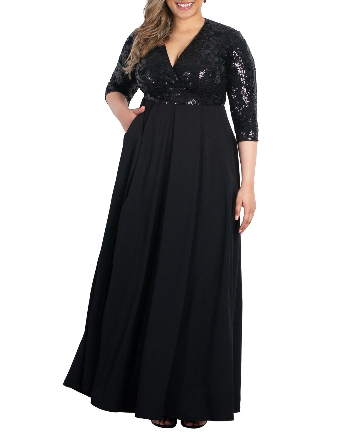 цена Женское плиссированное платье с пайетками больших размеров Paris Kiyonna