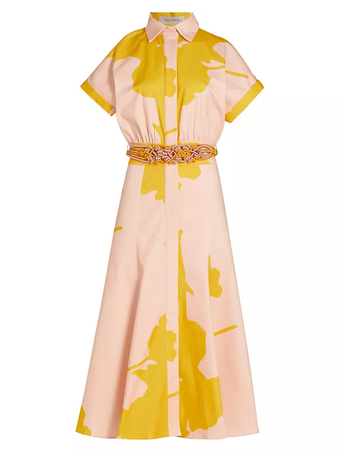 

Хлопковое платье миди с поясом и принтом Noor Silvia Tcherassi, цвет yellow tan floral breeze