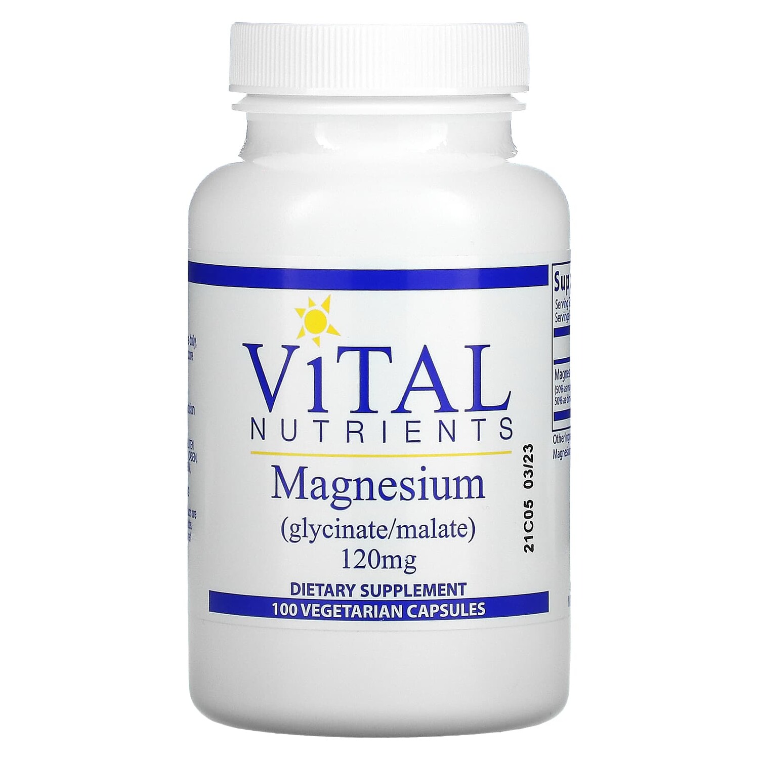 

Магний, 120 мг, 100 вегетарианских капсул, Vital Nutrients