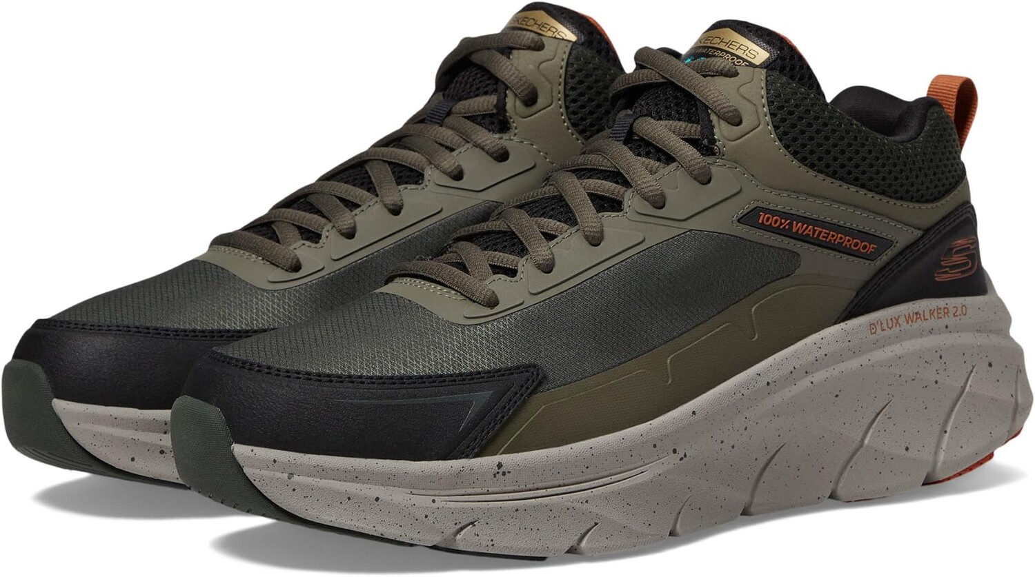 

Кроссовки SKECHERS D'Lux Walker 2.0 Grailo Waterproof, цвет Olive/Orange