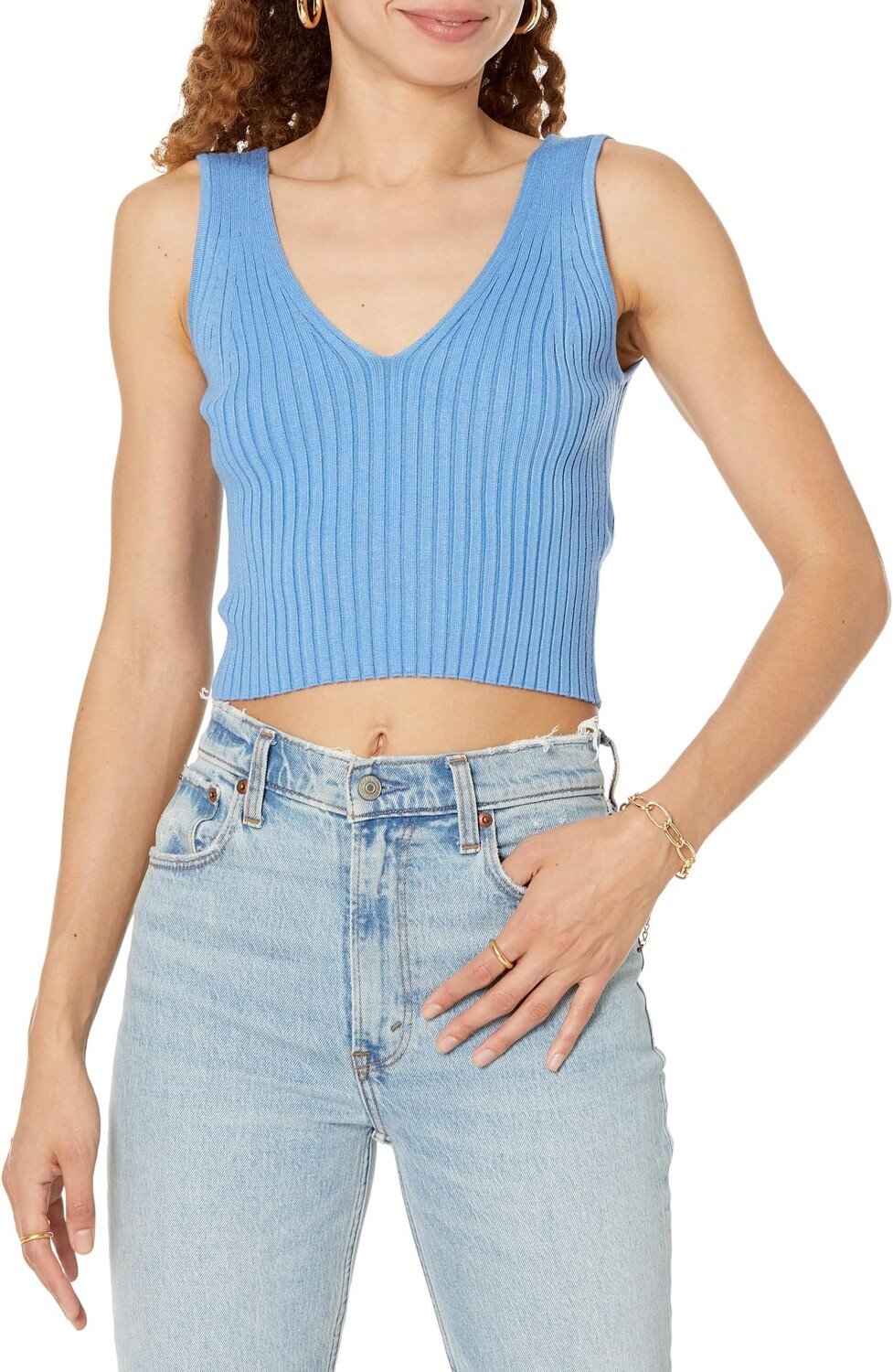 

Майка Kirsten V-Neck Slim Tank Madewell, цвет Oasis Blue