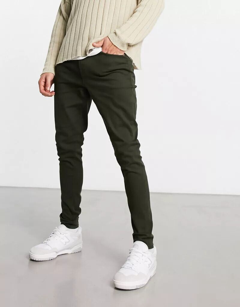

Брюки узкого кроя цвета хаки с пятью карманами Jack & Jones Intelligence