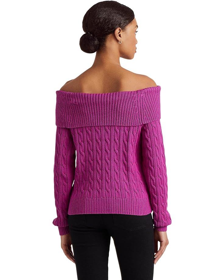 Свитер LAUREN Ralph Lauren Off-the-Shoulder Cable-Knit Sweater, цвет Bright Fuchsia