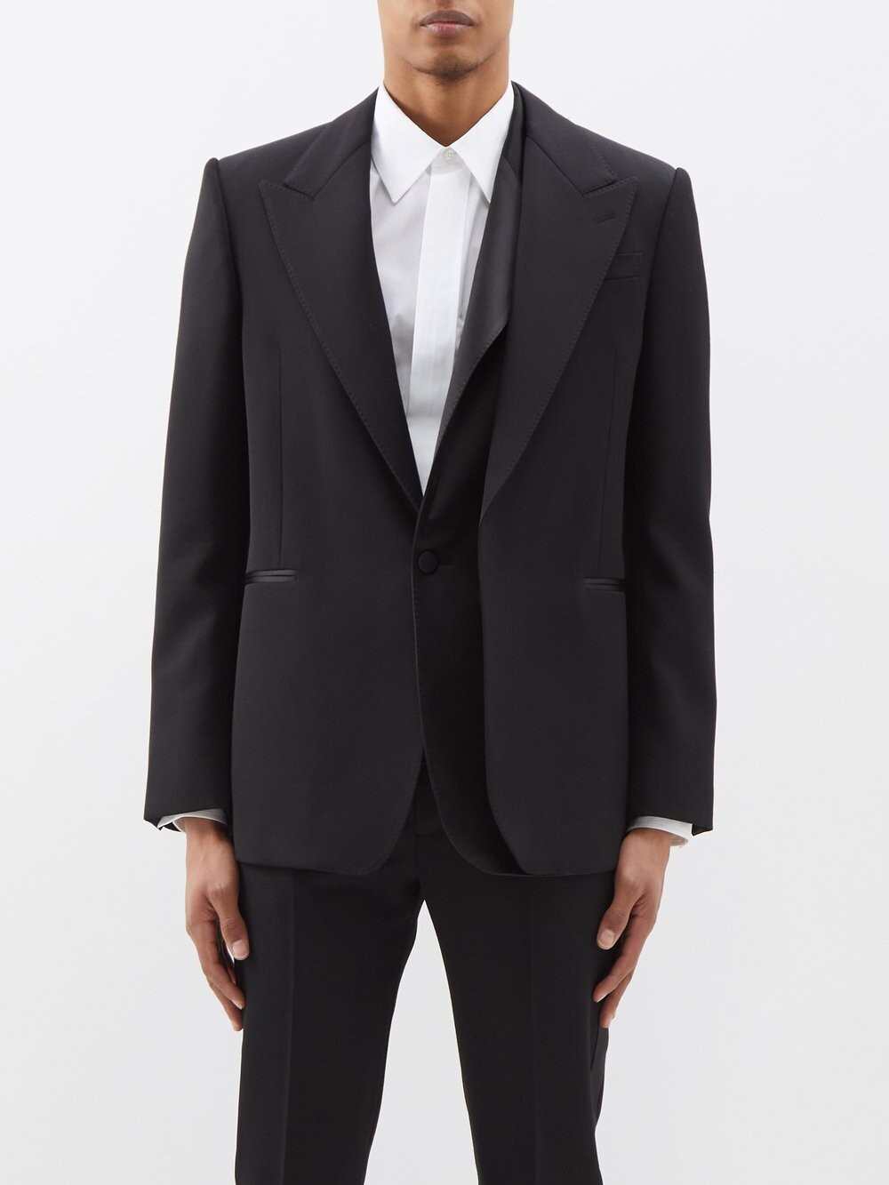 

Пиджак grain de poudre с атласной отделкой Alexander McQueen, черный
