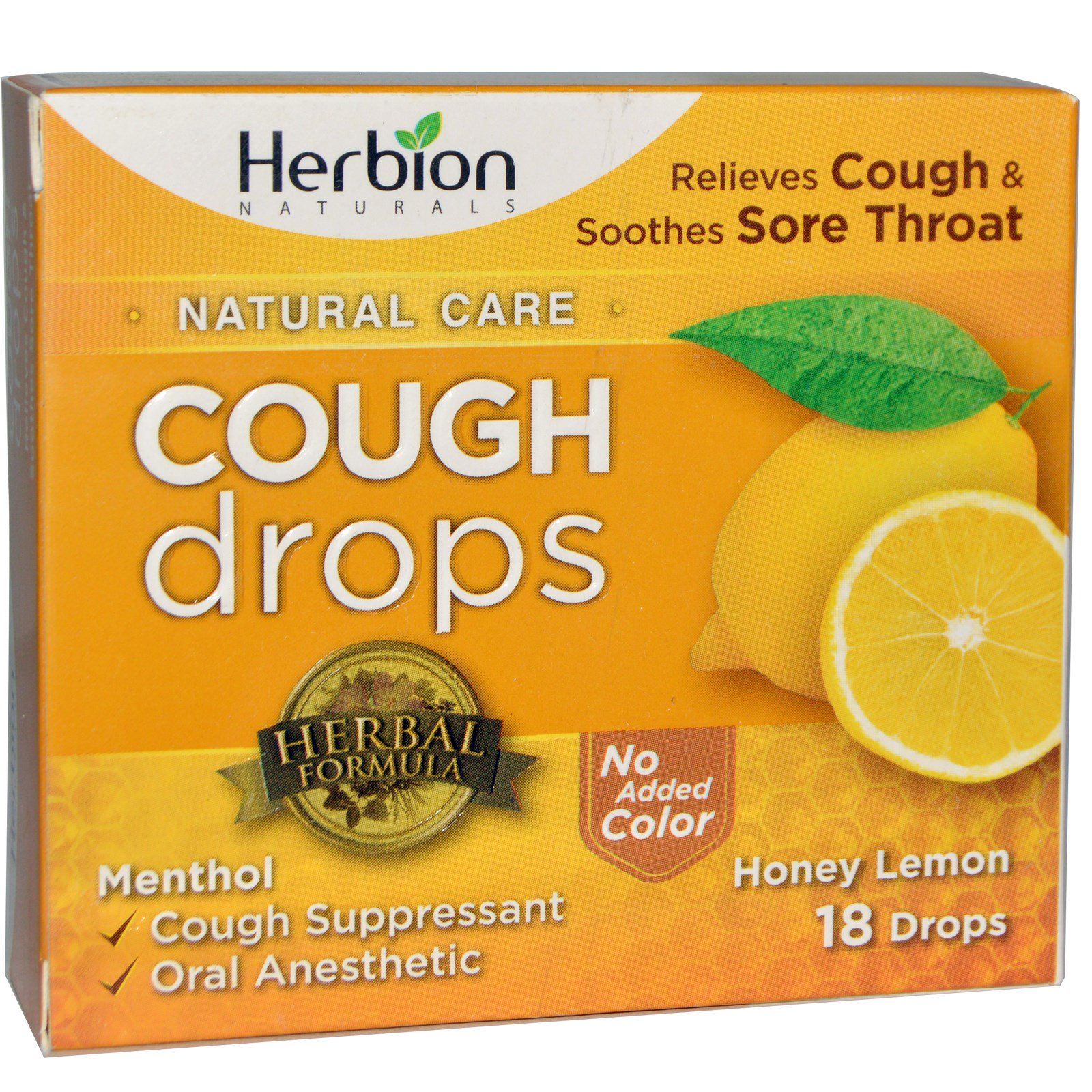 Herbion Леденцы от кашля Natural Care мед и лимон 18 леденцов витамины минералы и бады фитосепт комплект леденцы от кашля и от боли в горле мёд лимон 2 упаковки