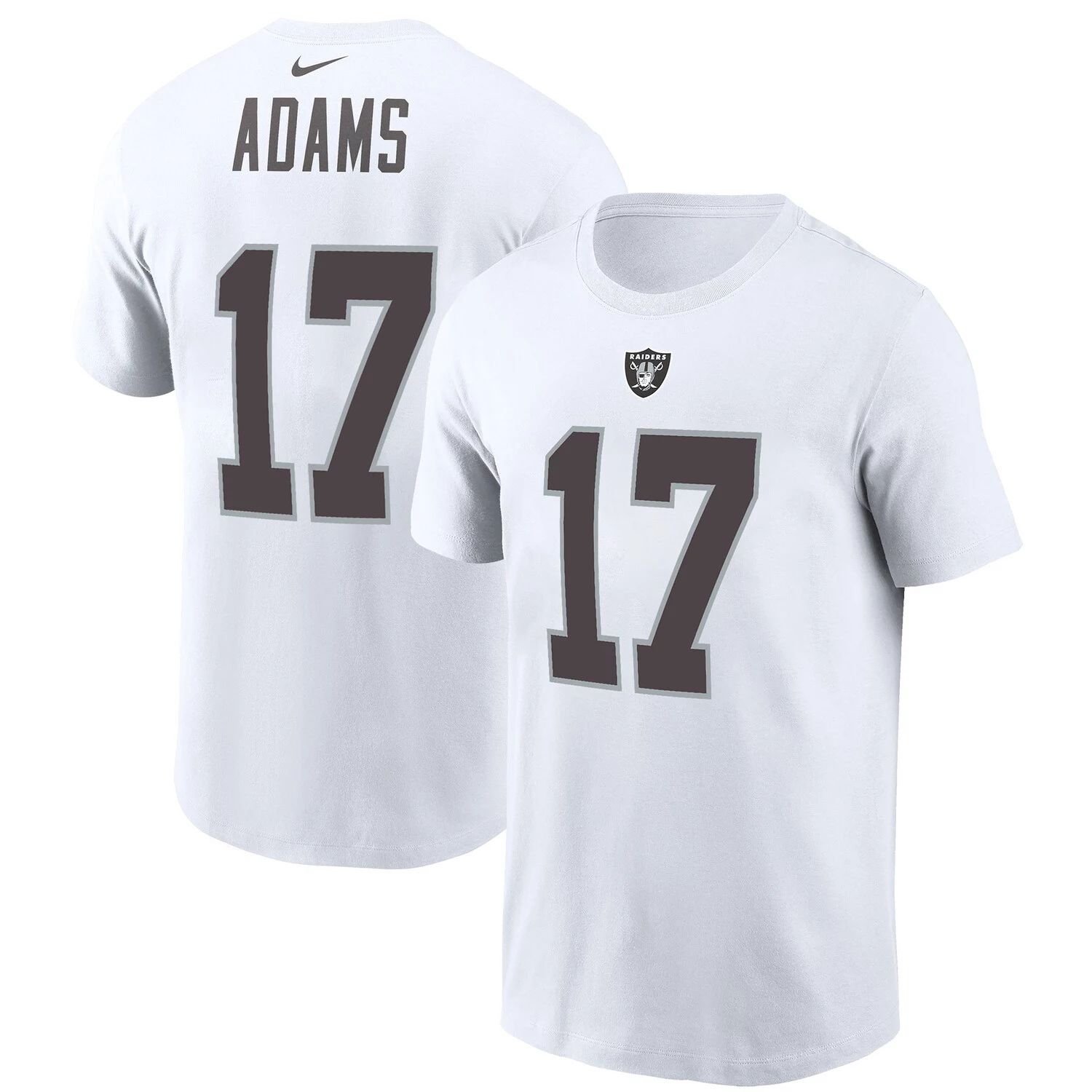 Мужская белая футболка Nike Davante Adams Las Vegas Raiders с именем и номером игрока