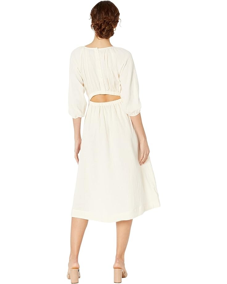 Платье MONROW Gauze Long Sleeve Open Back Dress, цвет Butter Cream платье monrow linen shirtdress цвет butter cream