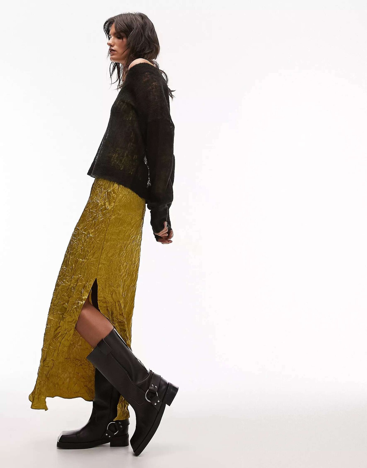 

Юбка макси цвета зеленовато-зеленого цвета Topshop