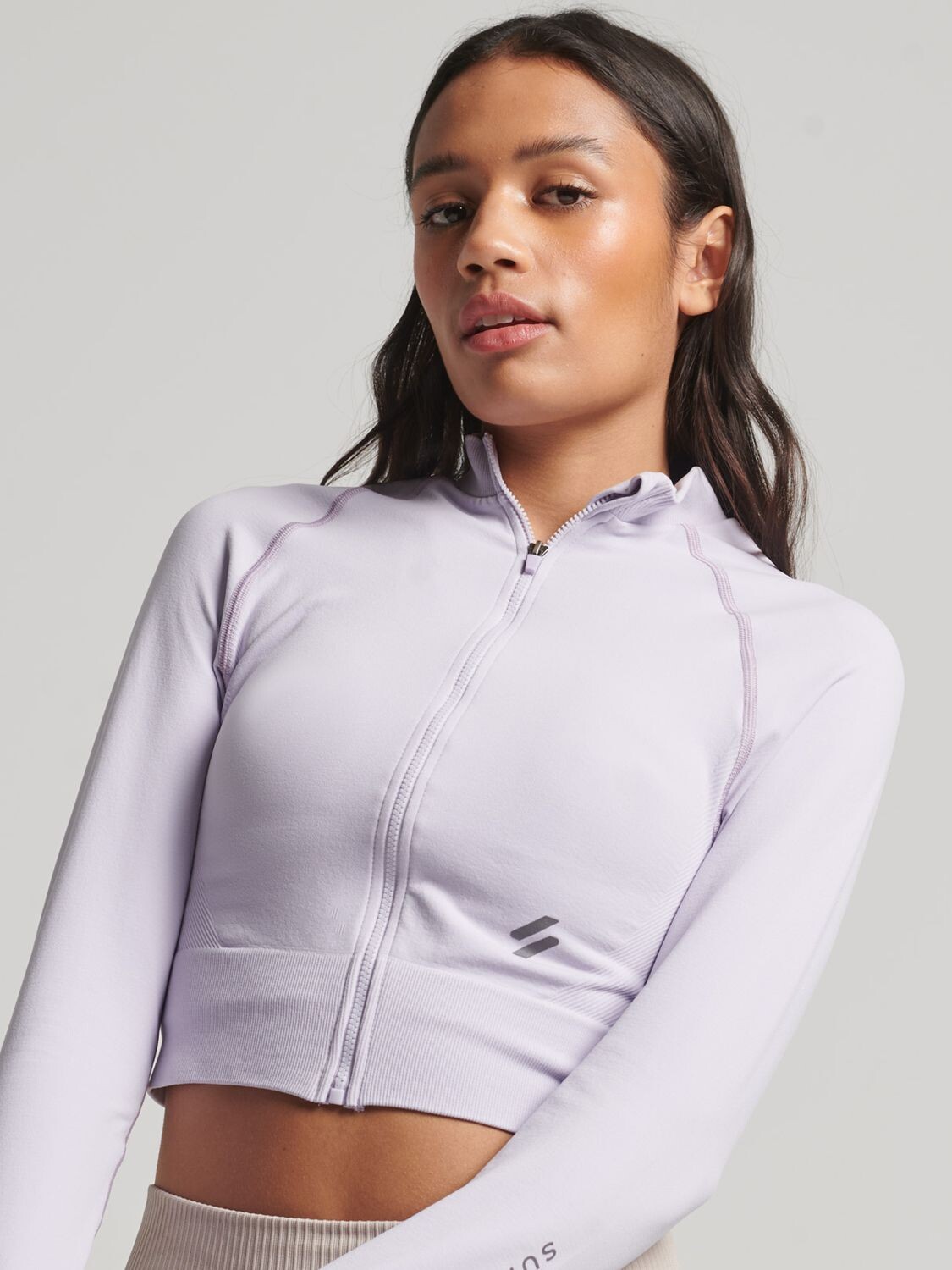 

Бесшовный спортивный топ среднего слоя с молнией Superdry, цвет Thistle Lilac
