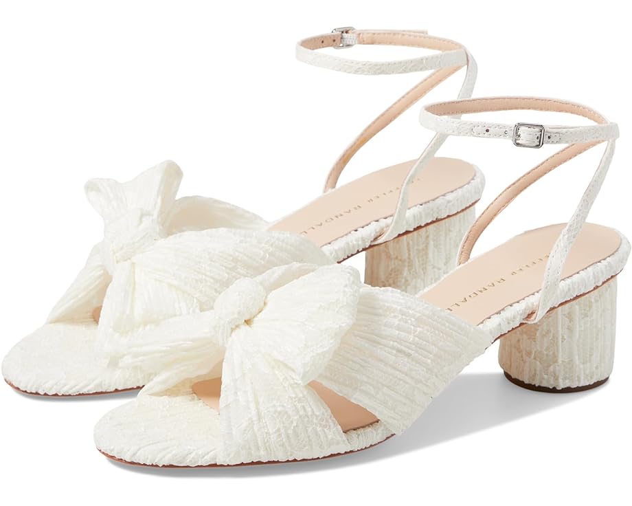 Сандалии Loeffler Randall Dahlia Pleated Knot Mule with Ankle Strap, цвет White/Cream