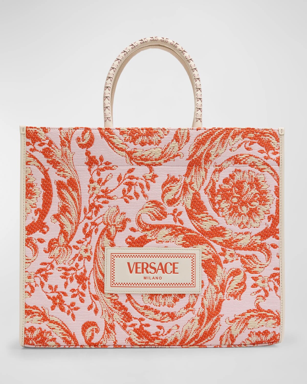 

Сумка-тоут Barocco XL из парусины Barocco Versace, цвет Multicolor Ivory Coral Pink