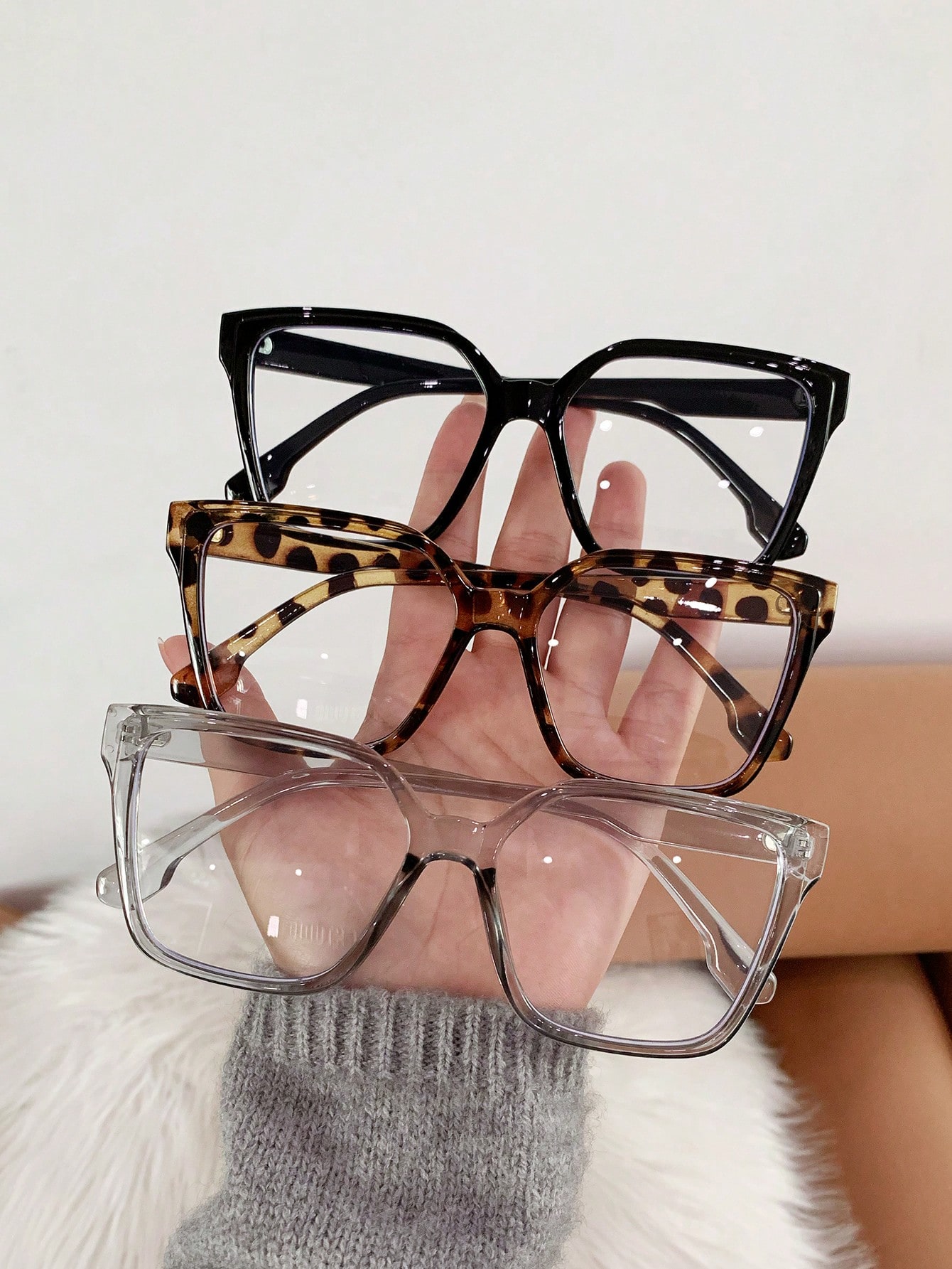 3 шт. модные женские очки с прозрачными линзами в оправе для ПК однотонного или черепахового цвета