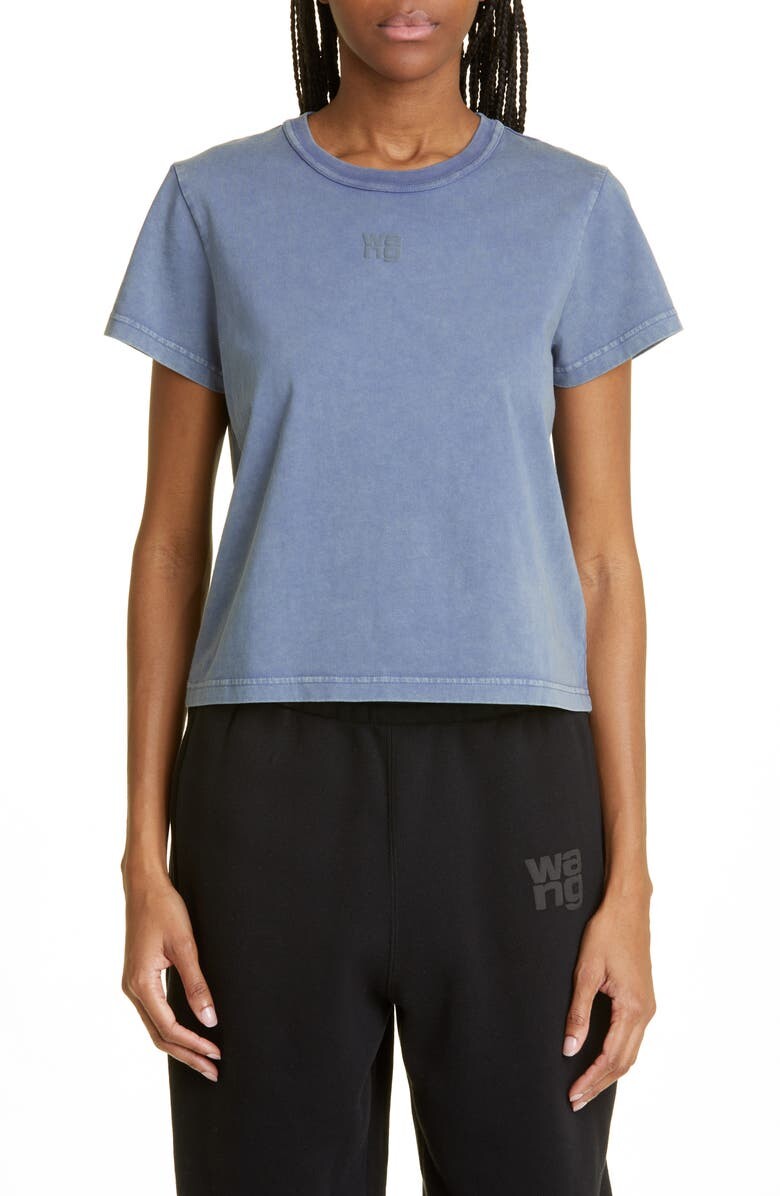 

Женская укороченная хлопковая футболка с логотипом ALEXANDERWANG.T
