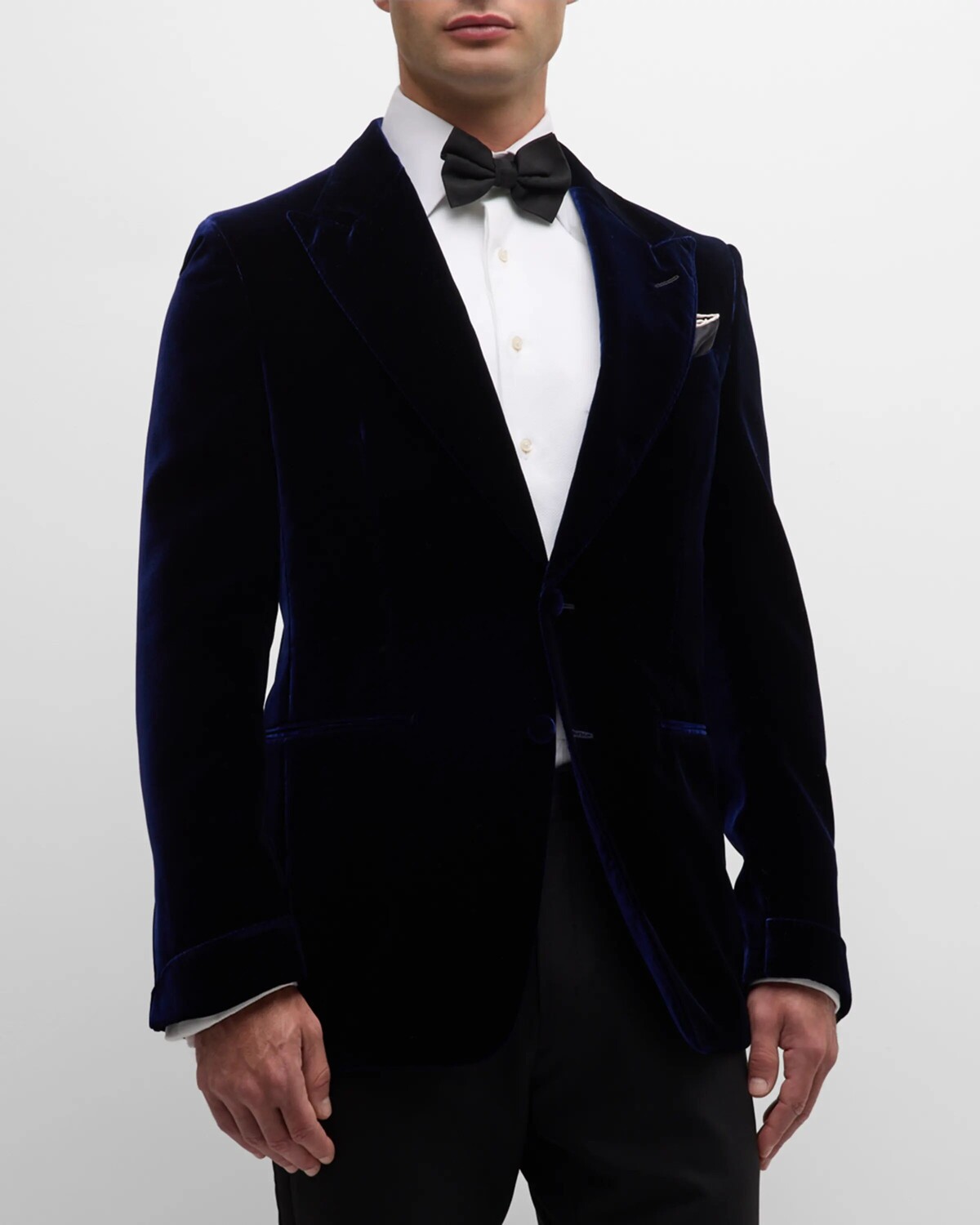 

Мужской коктейльный пиджак из шерсти и шелка с бархатом TOM FORD, цвет Blue