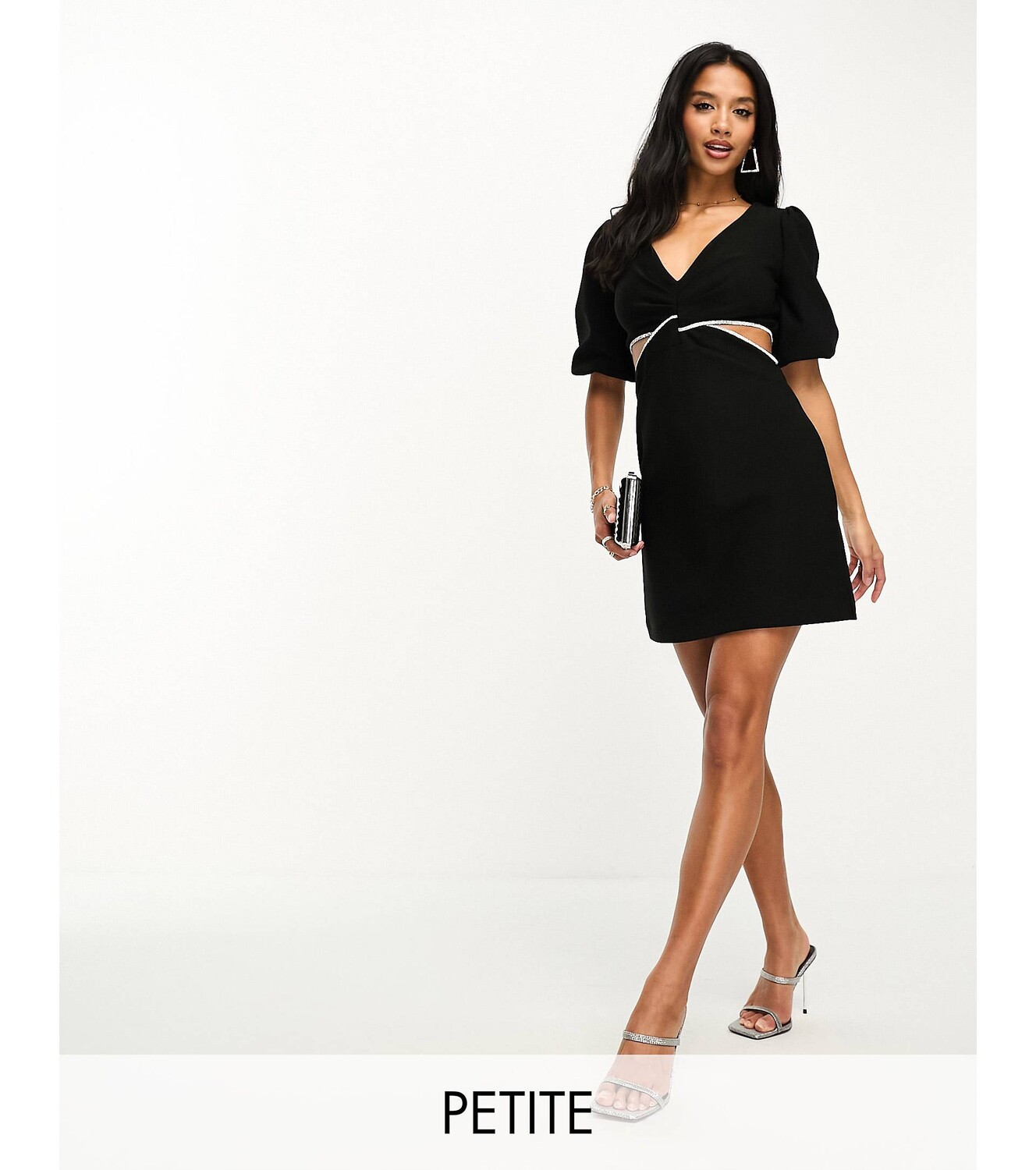 

Черное платье мини с вырезами и стразами Forever New Petite