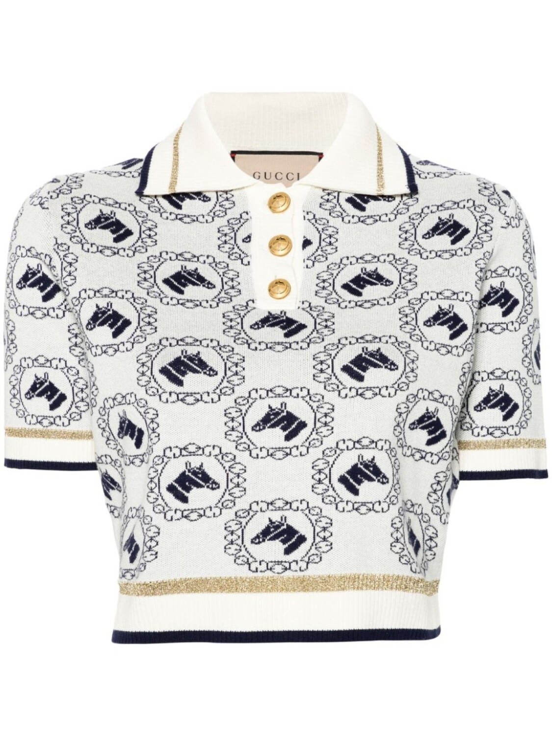 

Жаккардовая рубашка поло Equestrian Gucci, бежевый