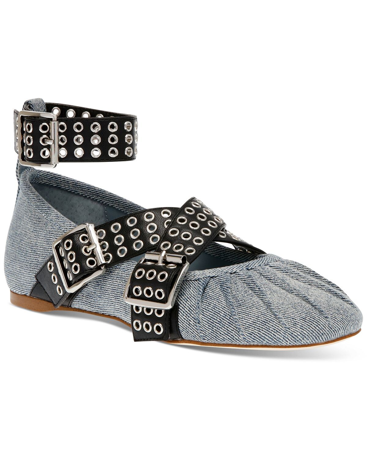 

Женские балетки из бриара с пряжками и ремешками Steve Madden