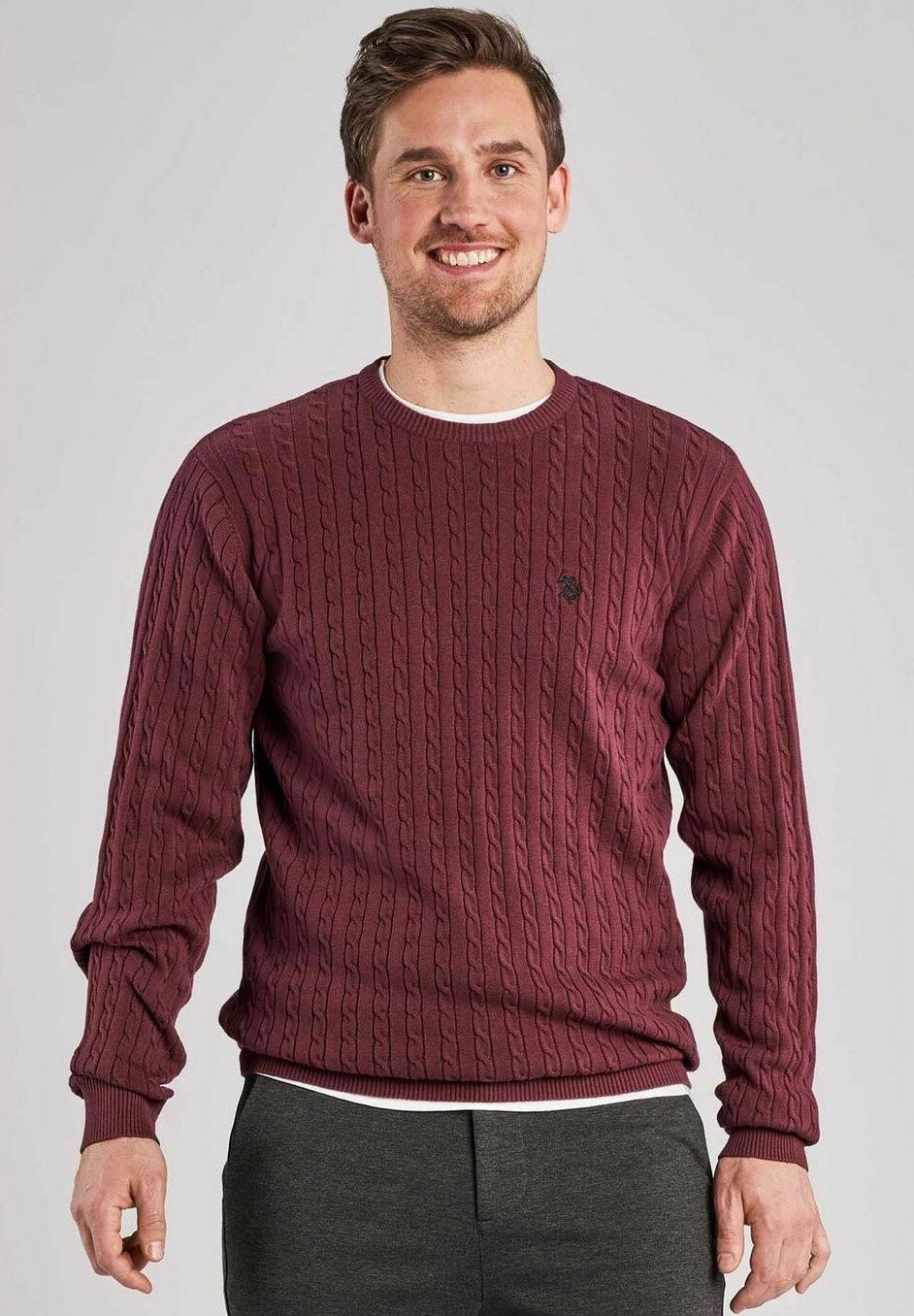 

Вязаный свитер USPA ARCHI U.S. Polo Assn., цвет port royale