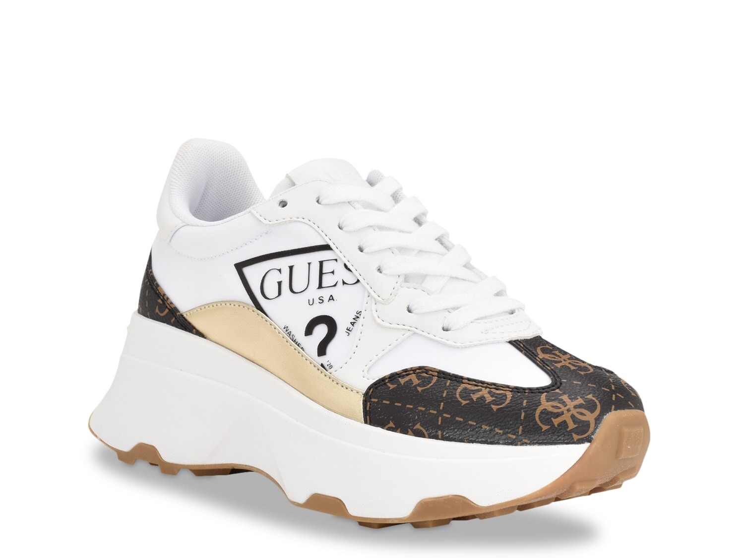 

Кроссовки Guess Calebb, белый/золотистый/мультиколор