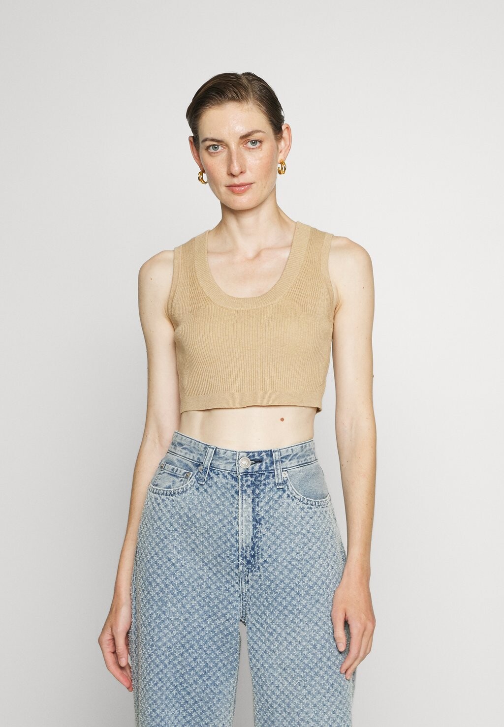 Топ CROPPED TANK DKNY, песок