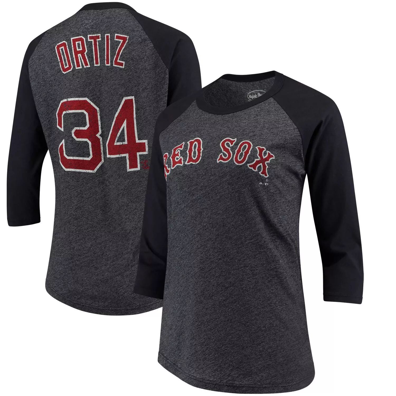 Женская футболка Majestic Threads David Ortiz Navy Boston Red Sox с рукавом 3/4 реглан с именем и номером Majestic цена и фото