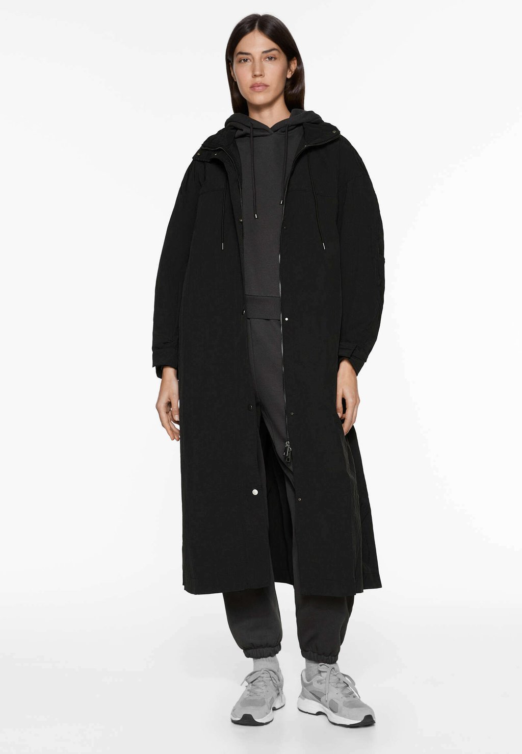 Дождевик/водоотталкивающая куртка LONG WATER-REPELLENT OYSHO, цвет black куртка oysho water repellent fellex aerogel серый