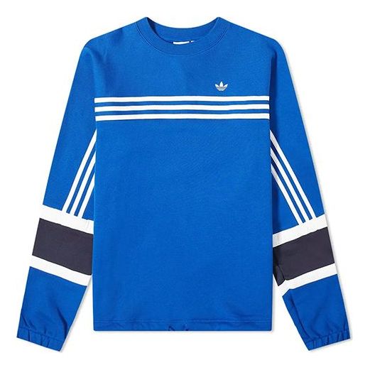 Толстовка adidas originals Stripe Sports Round Neck Pullover Blue, синий