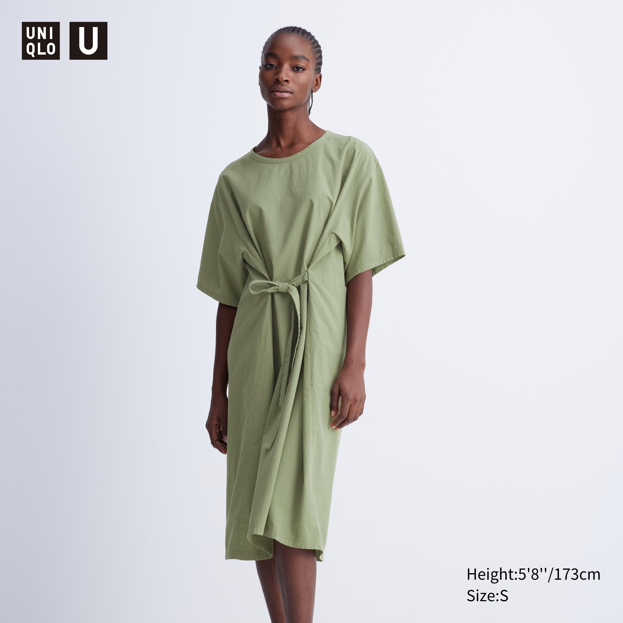 Текстурное платье UNIQLO, зеленый