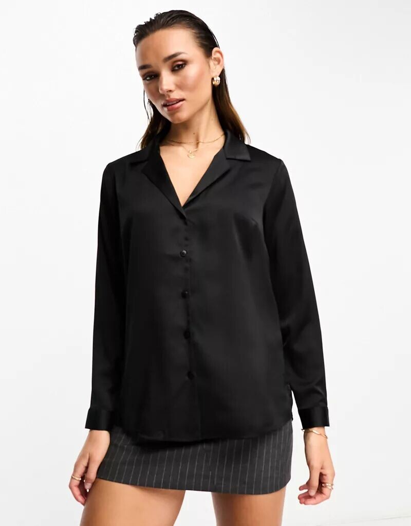 

Черная атласная рубашка ASOS Ultimate