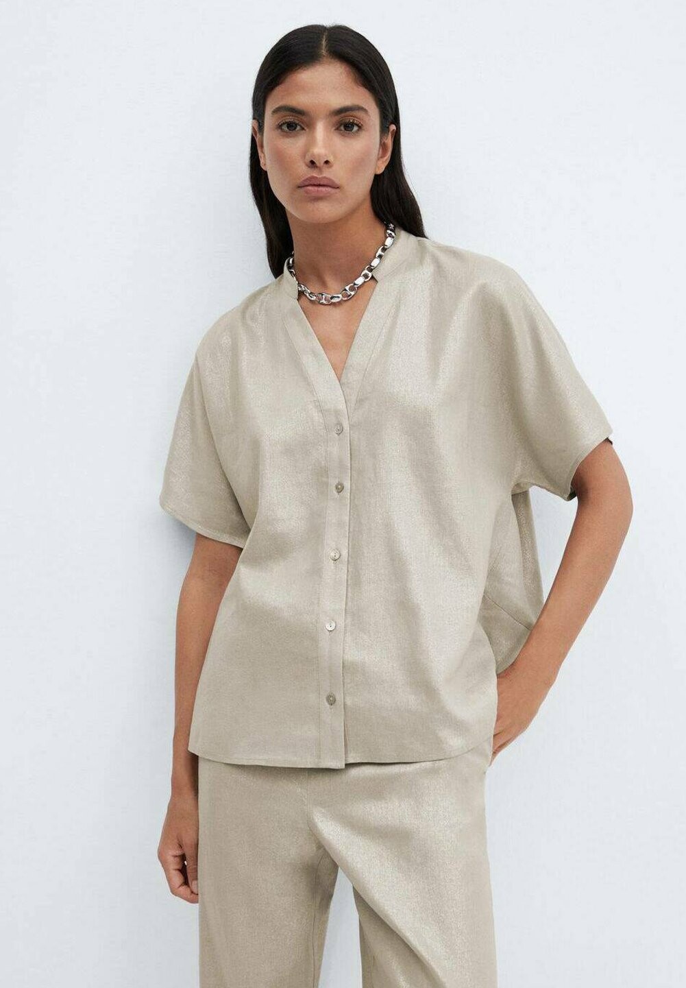 

Блузка FOIL A Mango, цвет medium brown