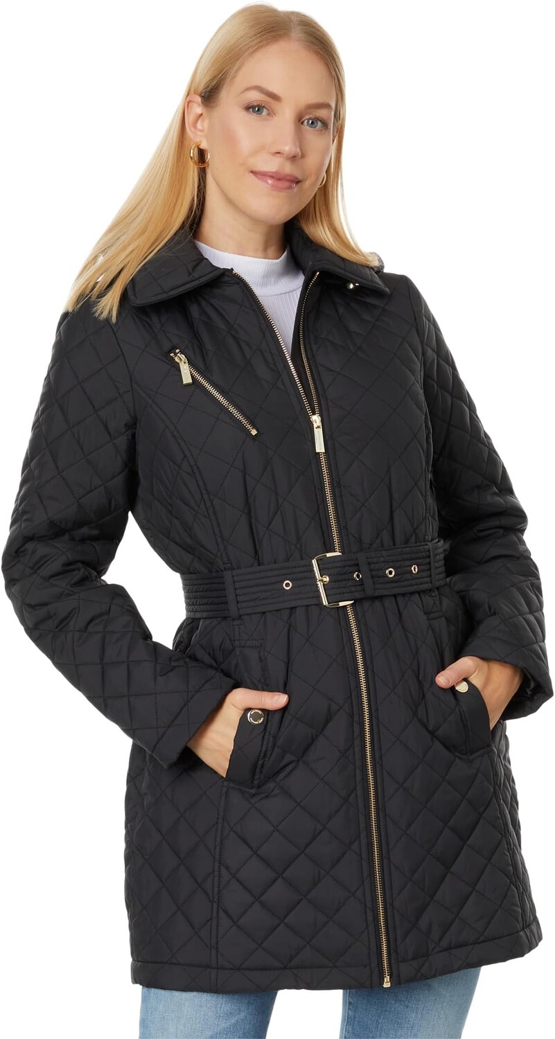 

Куртка Zip Front Belted Quilt M424454Q68 MICHAEL Michael Kors, черный