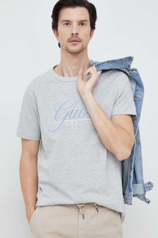 

Хлопковая футболка Guess, серый