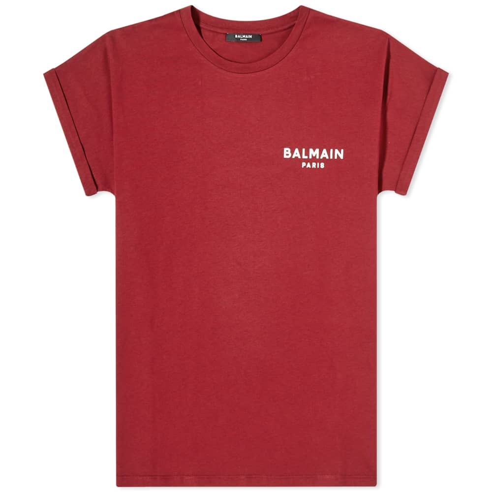 

Футболка Balmain с логотипом из флока, красный