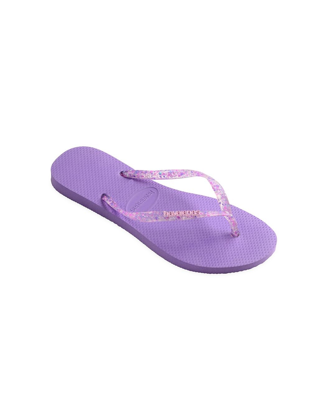 

Детские узкие шлепанцы с металлическим блеском и логотипом Havaianas, фиолетовый