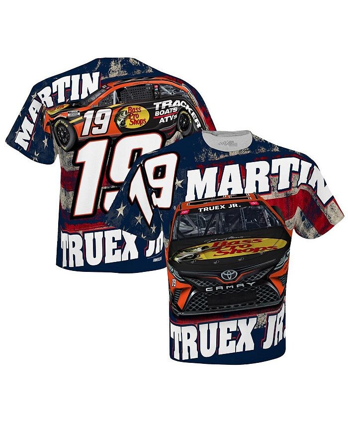 

Мужская белая футболка Martin Truex Jr Bass Pro Shops с сублимированным принтом Patriotic Total Stewart-Haas Racing Team Collection, белый