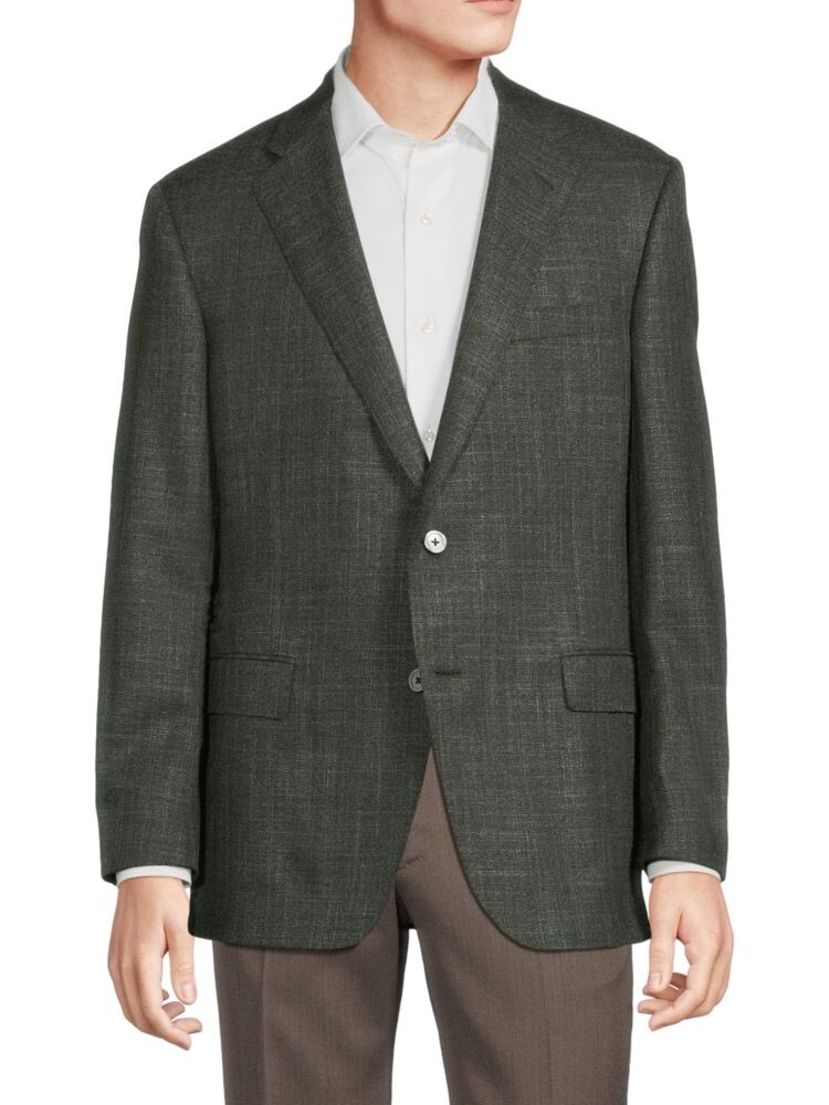 

Блейзер Crosshatch из шерсти и шелка Samuelsohn, цвет Olive Multi