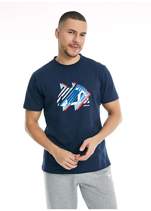 

Темно-синяя мужская футболка с круглым вырезом Ellesse, Синий