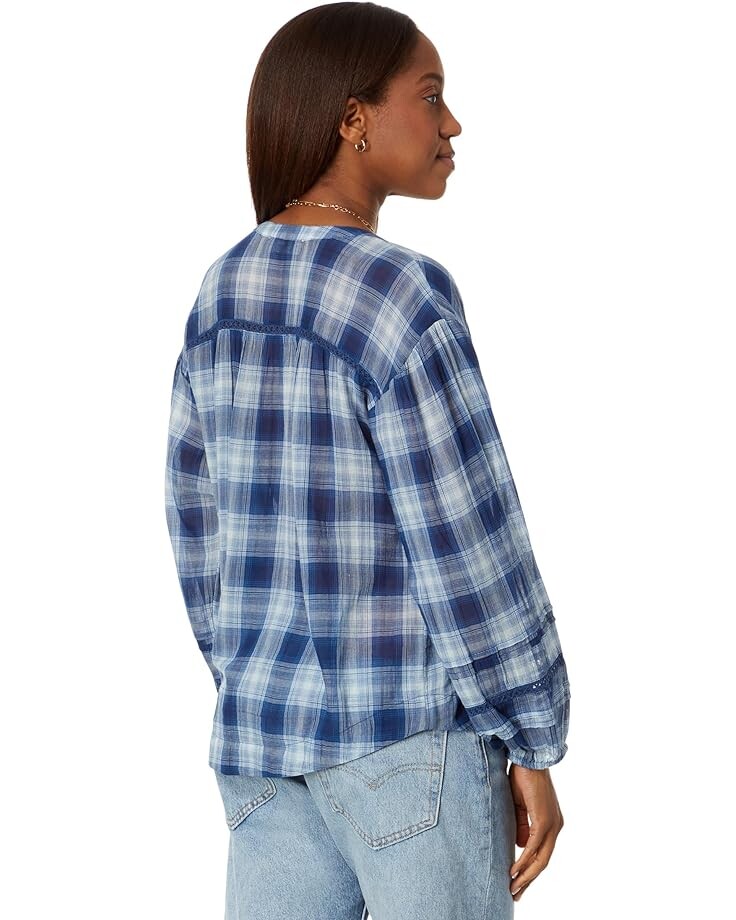 

Блуза Lucky Brand Relaxed Button Through Blouse, цвет Medium Indigo Plaid