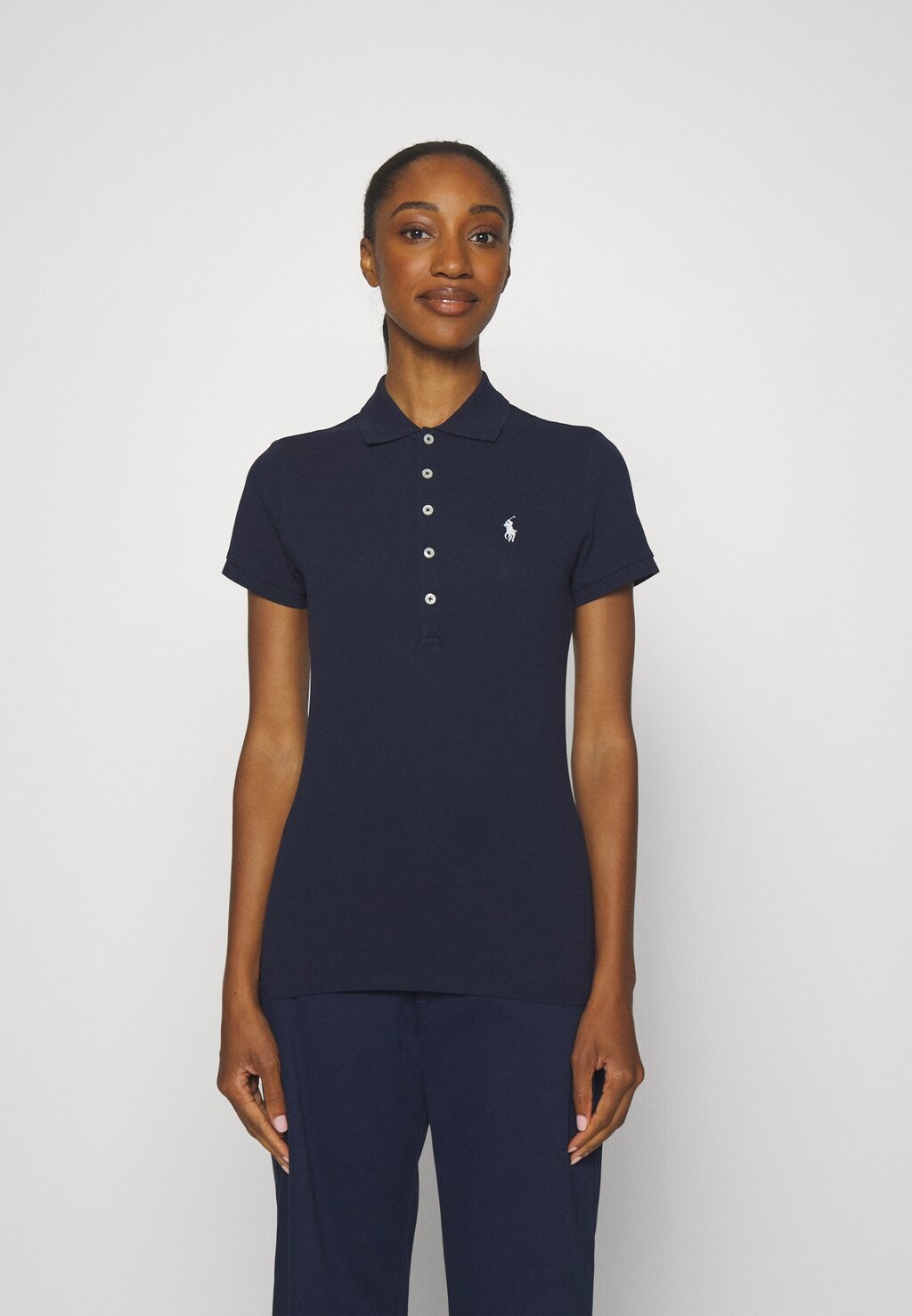 

Поло JULIE SLIM SHORT SLEEVE Polo Ralph Lauren, изысканный темно-синий