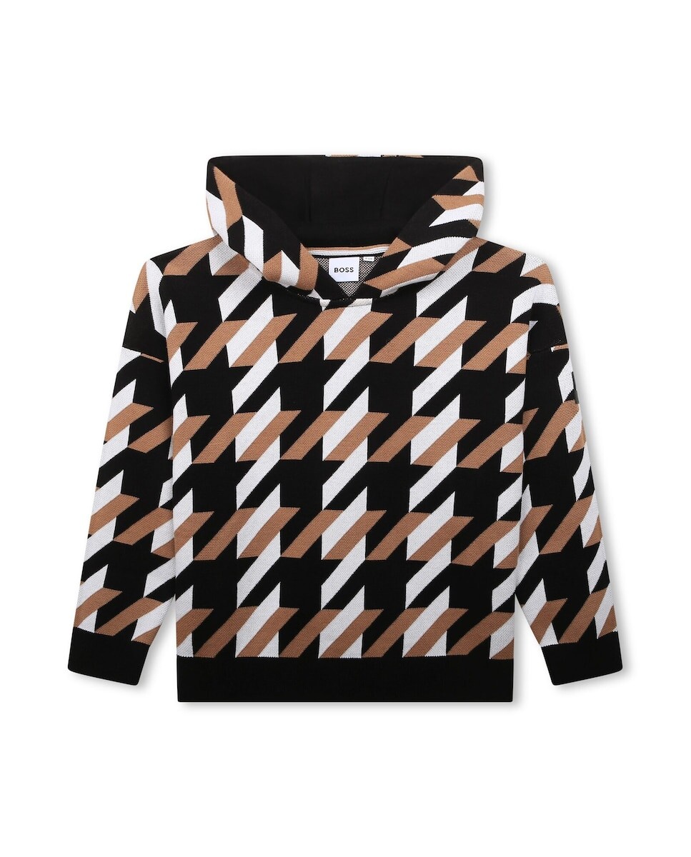 

Черный хлопковый свитер для мальчика BOSS Kidswear, черный