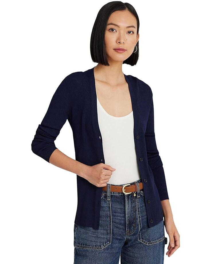 

Свитер LAUREN Ralph Lauren Ribbed V-Neck Cardigan, нави
