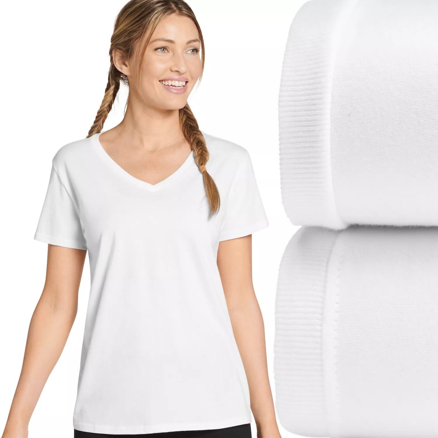 

Комплект из двух хлопковых футболок с v-образным вырезом Women's Jockey 3702 Jockey, белый
