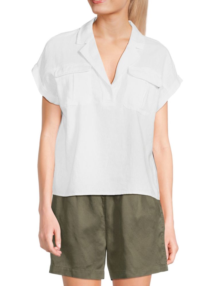 Рубашка Camp из льняной смеси Ellen Tracy, белый брюки карго из льняной смеси ellen tracy белый