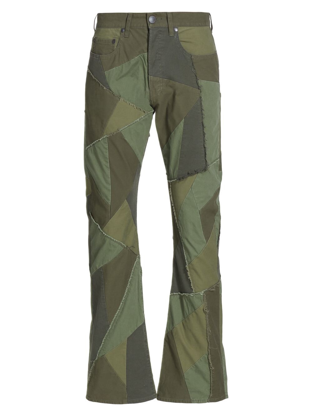 

Брюки Boot-Cut из хлопка в технике пэчворк John Elliott, оливковый, Зеленый