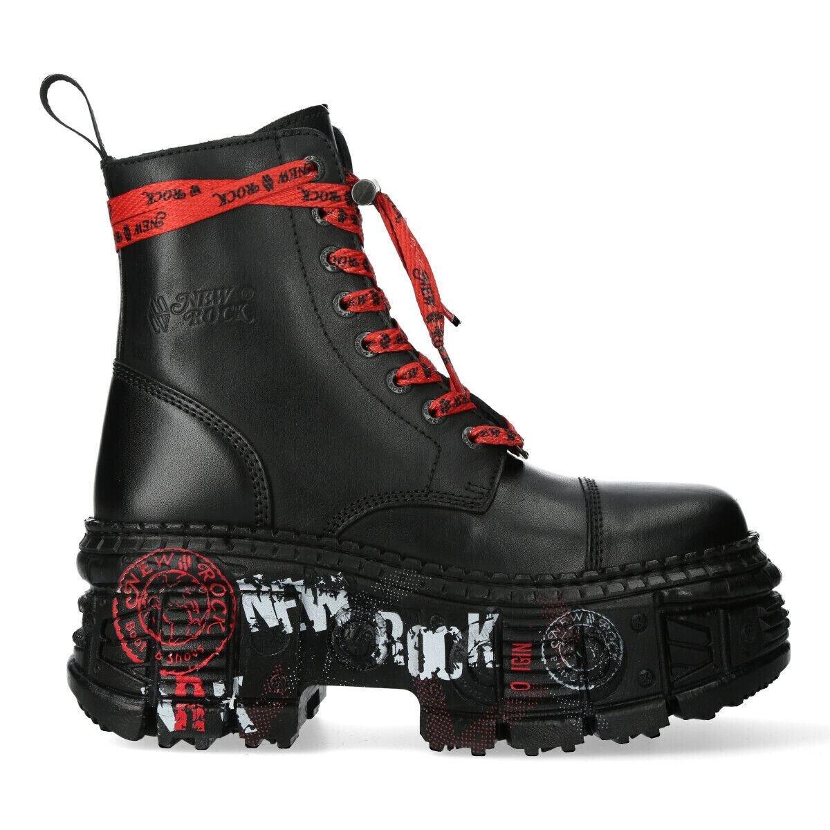 Кожаные ботинки на платформе New Rock Punk-WALL126CCT-C1, черный