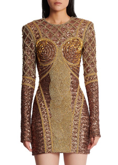 

Короткое вышитое платье Balmain