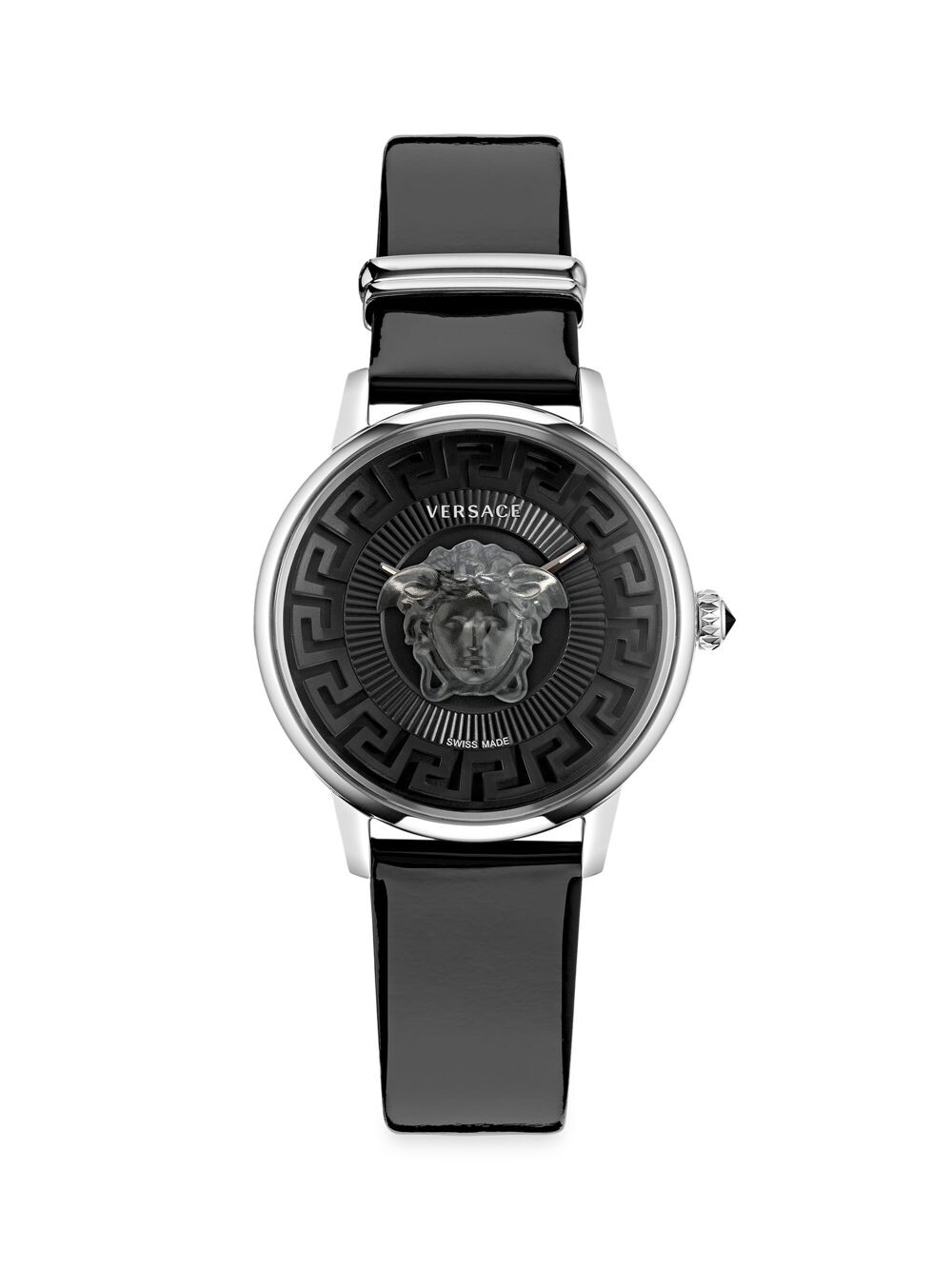 

Часы Medusa Alchemy из нержавеющей стали и лакированной кожи Versace